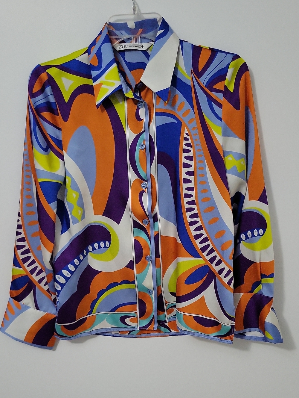 Zara Colorful Abstract Button Down Shirt, Size X-Small